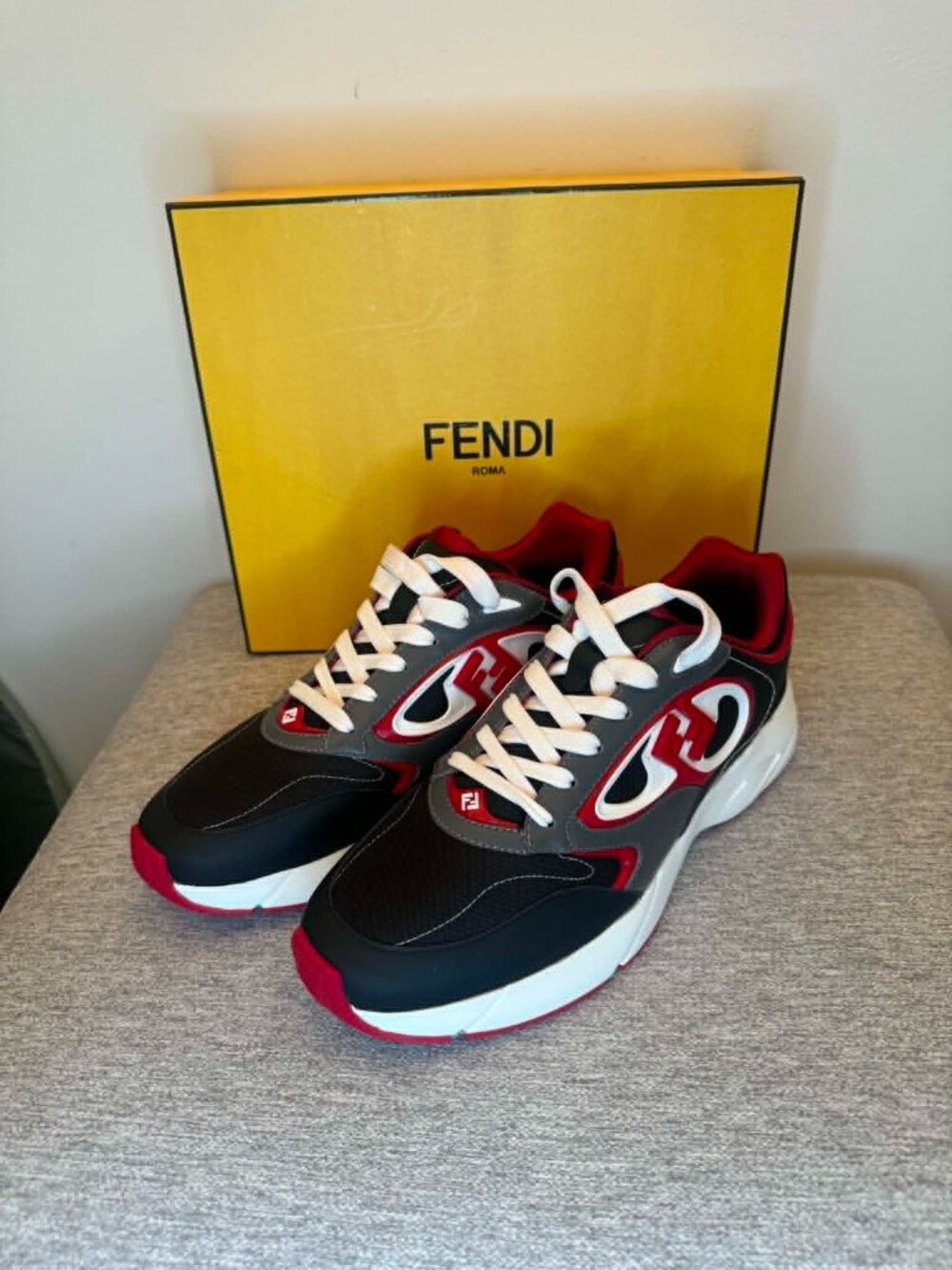 Fendi Sneaker Blk/Gry/Red -Nero Dark Red - UK 11/US 12